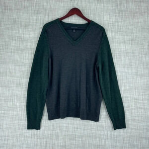 Banana Republic Mens Size L Merino wool sweater Green / Gray 2645